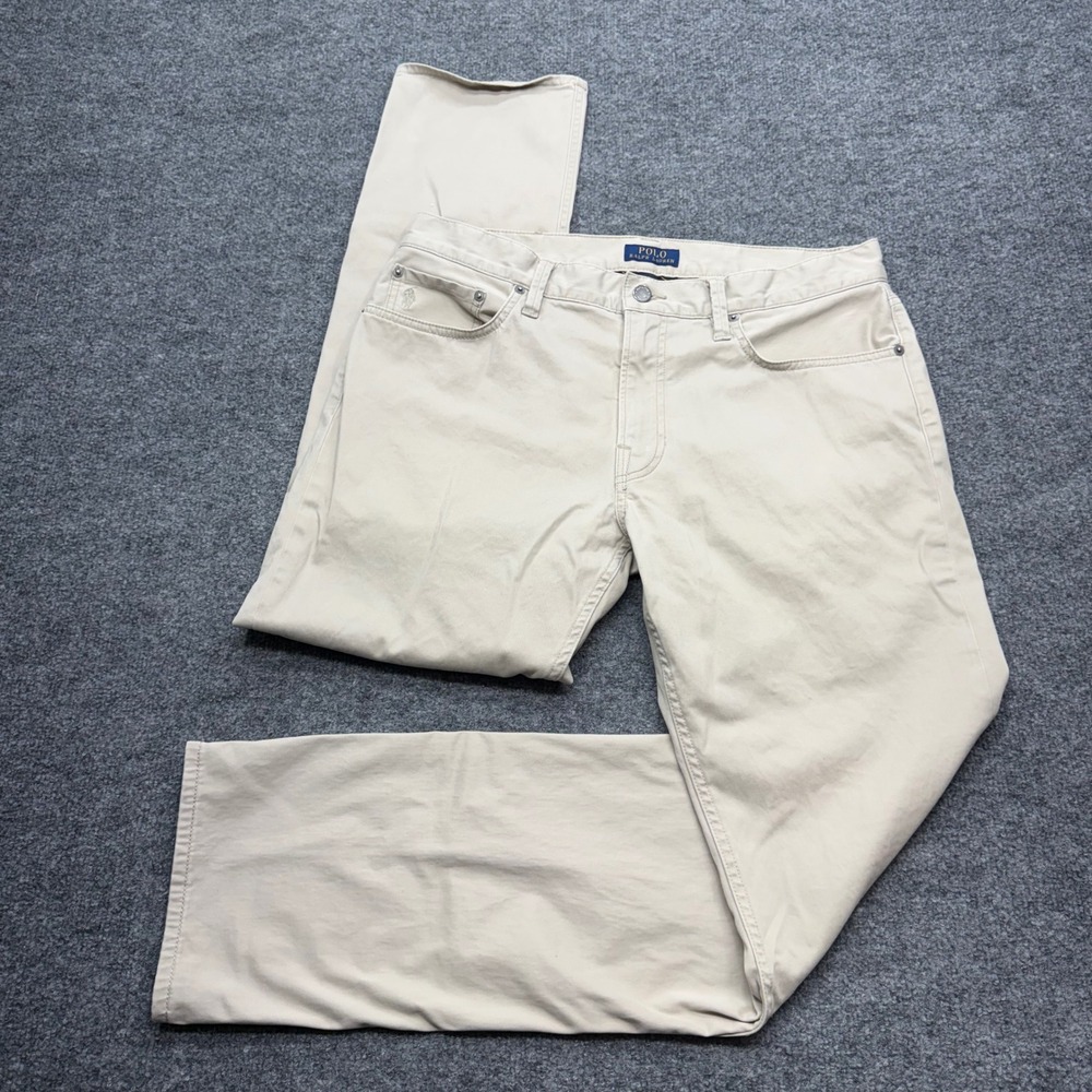Polo Ralph Lauren Varick Slim Straight Tan Khaki Stretch Pants Mens 33x32